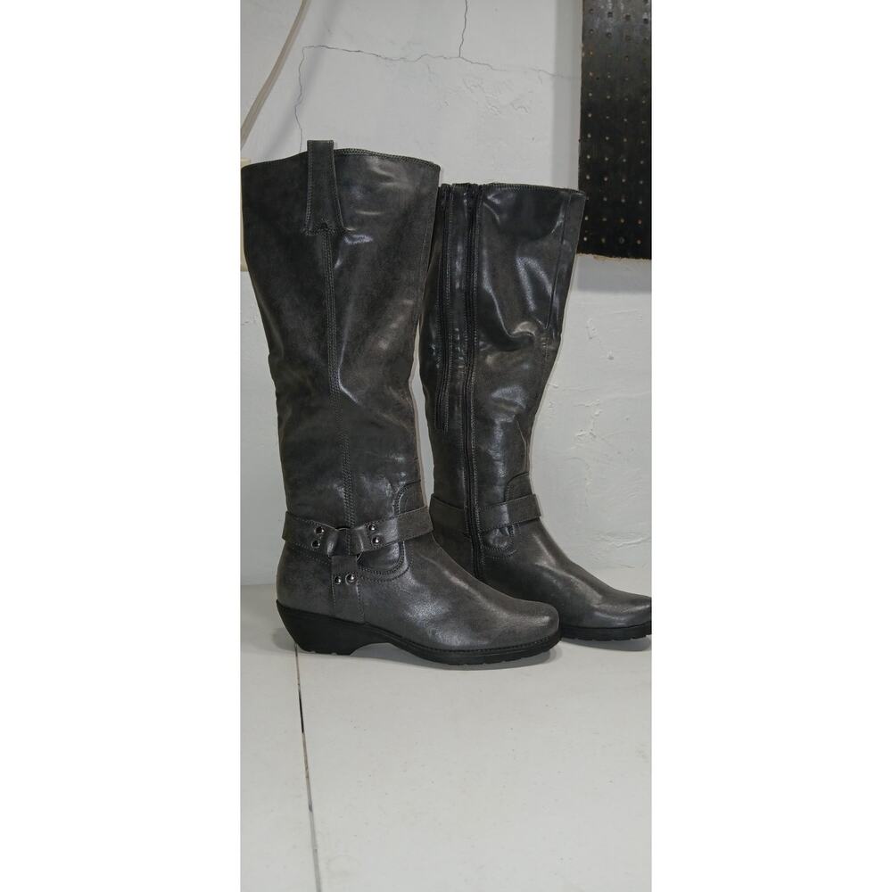 A2 By Aerosoles In An Instant Tall Riding Boots Zip Knee Grey boot 9 woman